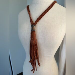 Braided Leather Tassel Necklace
